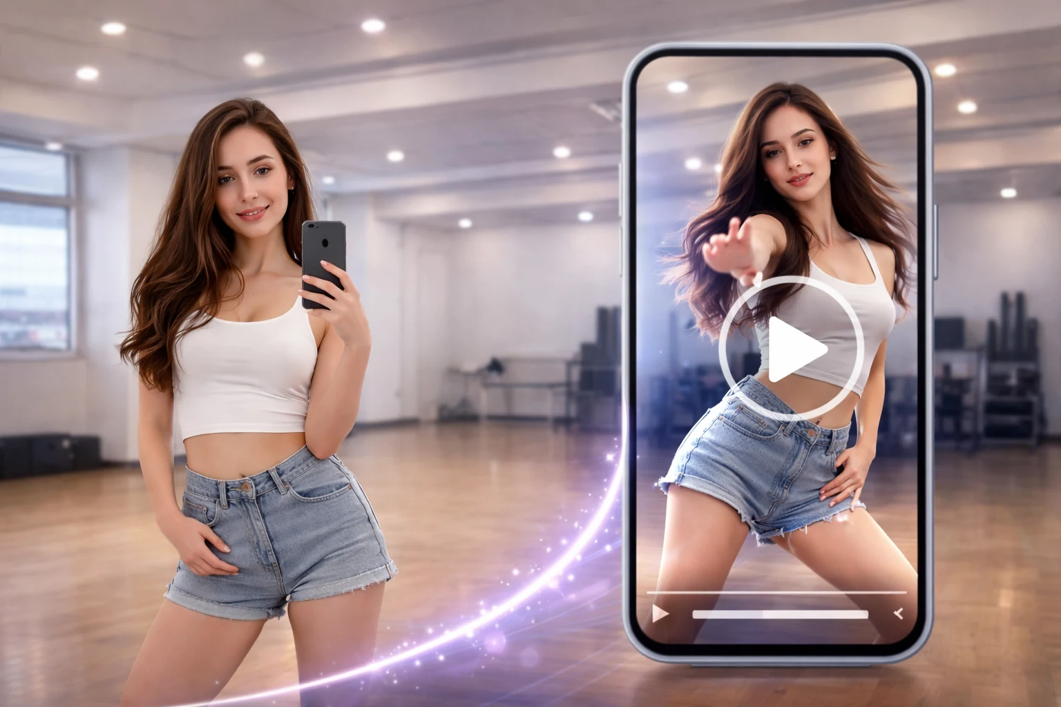 Celebrity-Style KI-Tanzvideo neu interpretiert mit eigenem Motiv