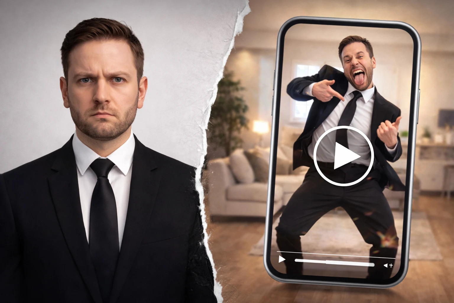 Lustiges KI-Tanzvideo aus einem seriosen Portrait animiert